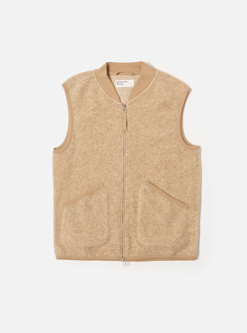 Fawn Wool Fleece Zip Waistcoat