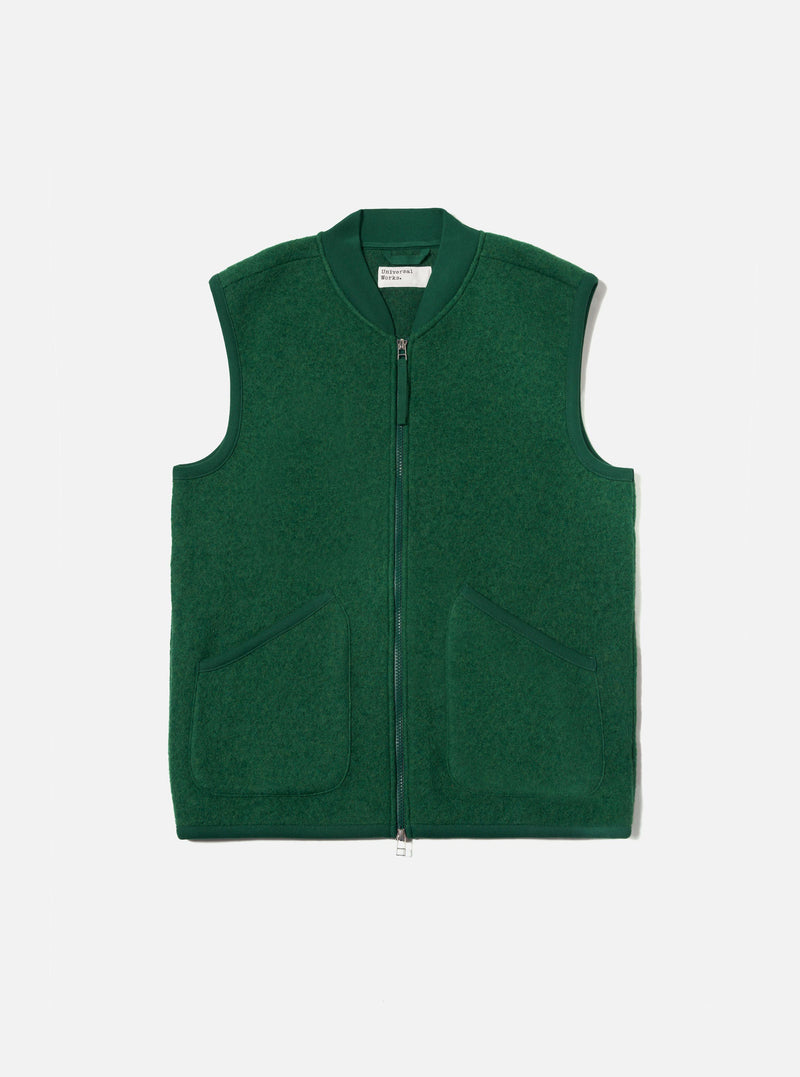 Green Wool Fleece Zip Waistcoat