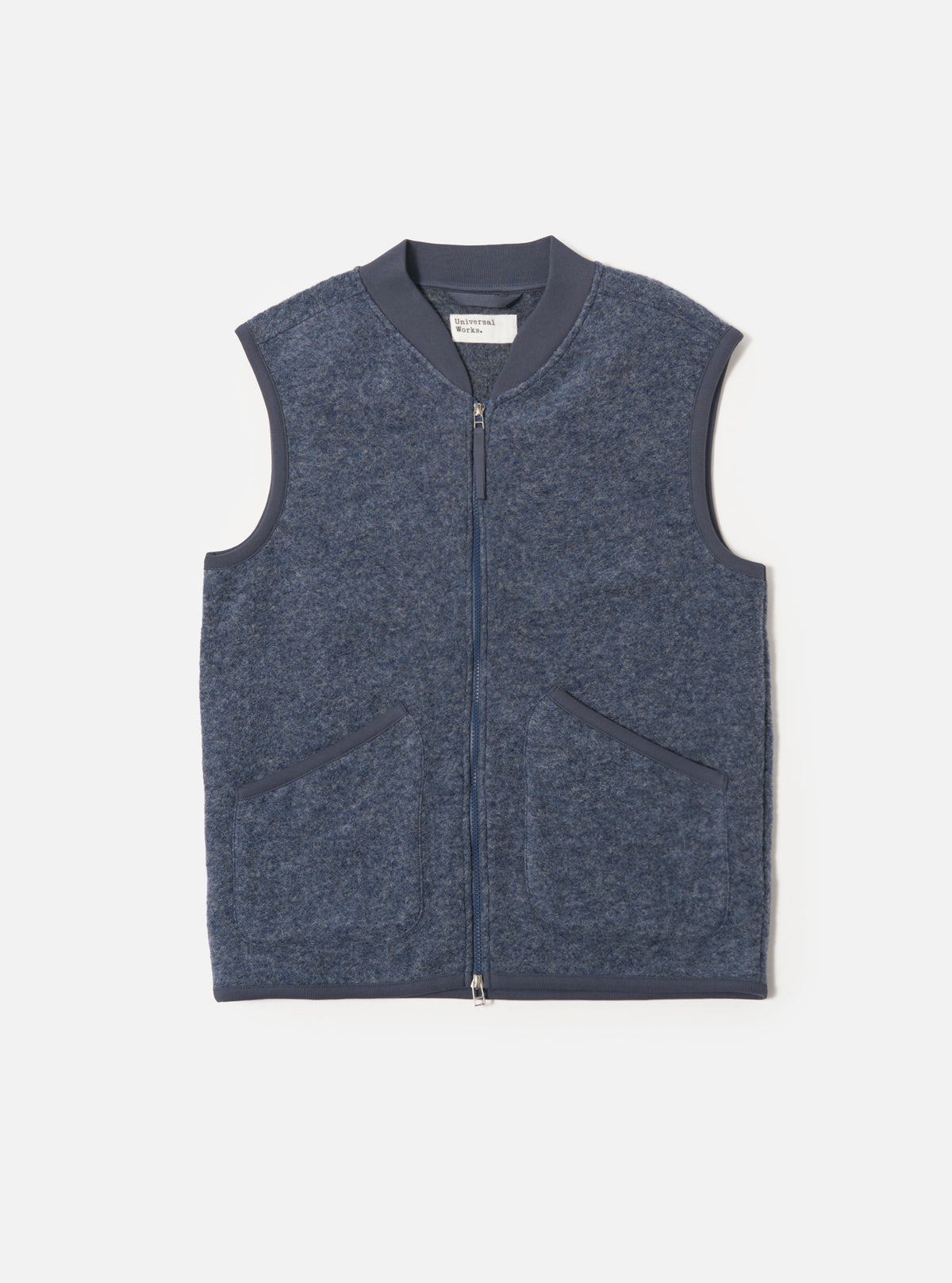 Slate Blue Wool Fleece Zip Waistcoat