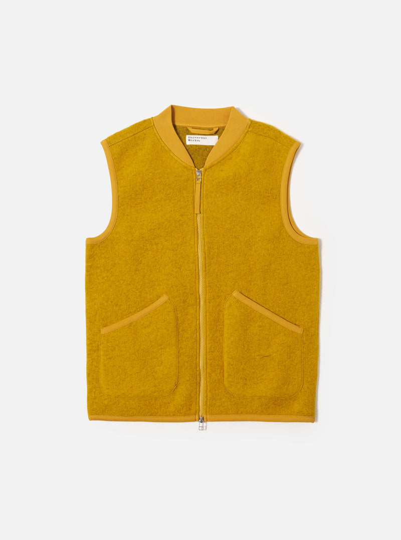 Yellow Wool Fleece Zip Waistcoat