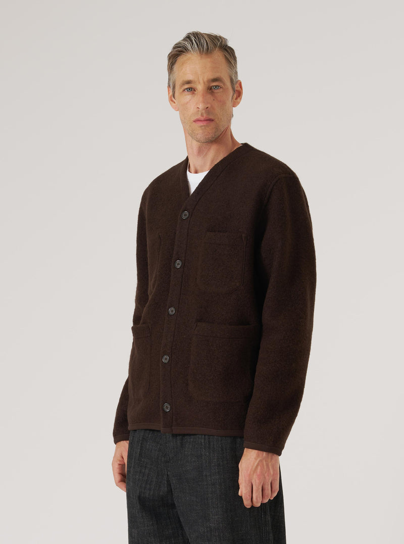 Brown Wool Fleece Cardigan