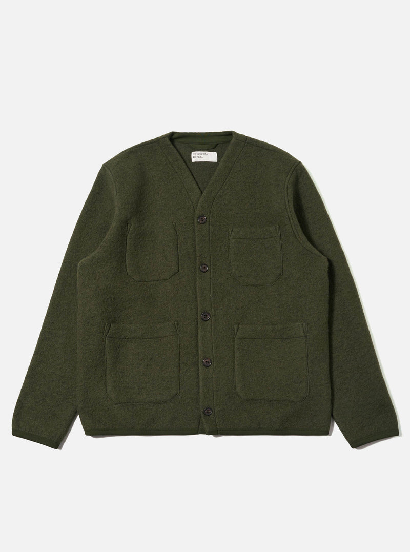 Olive Wool Fleece Cardigan