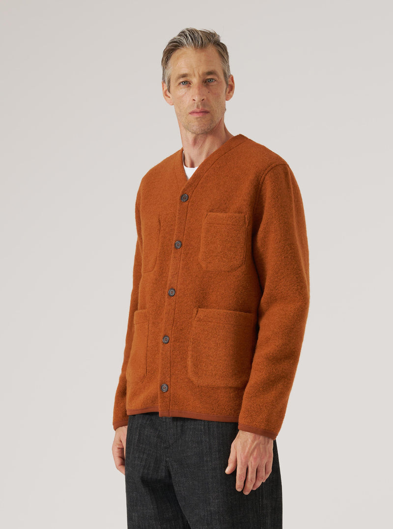 Rust Wool Fleece Cardigan