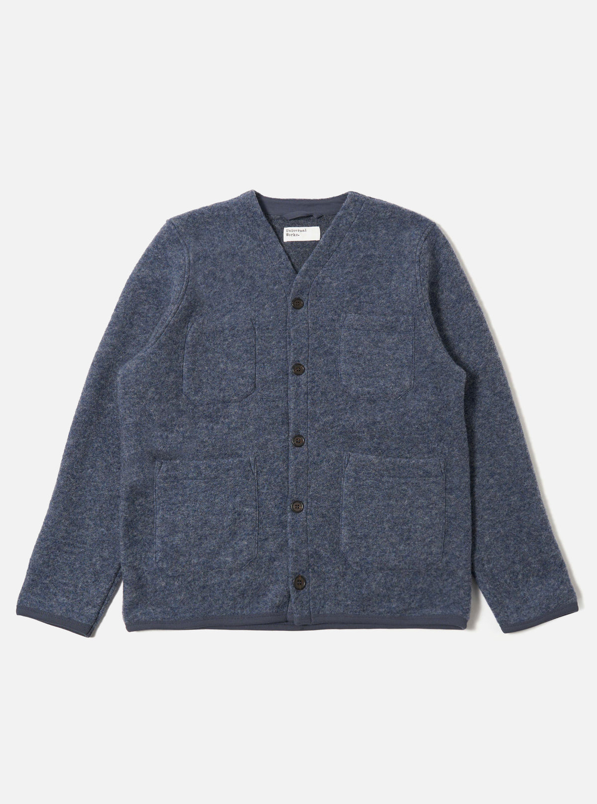 Slate Blue Wool Fleece Cardigan
