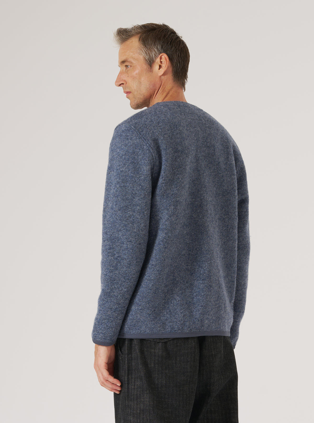 Slate Blue Wool Fleece Cardigan