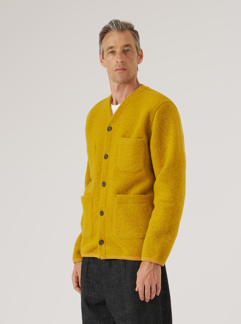 Yellow Wool Fleece Cardigan