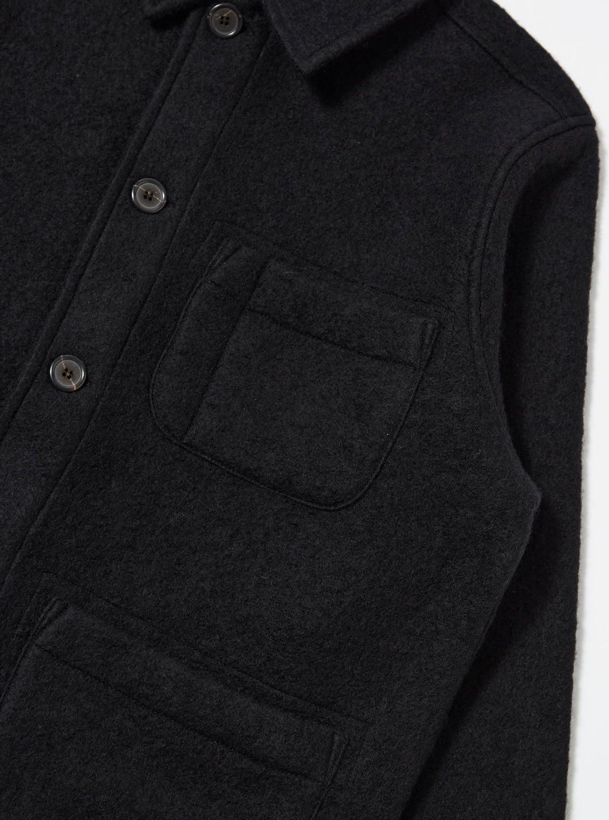 Black Wool Fleece Field Jacket