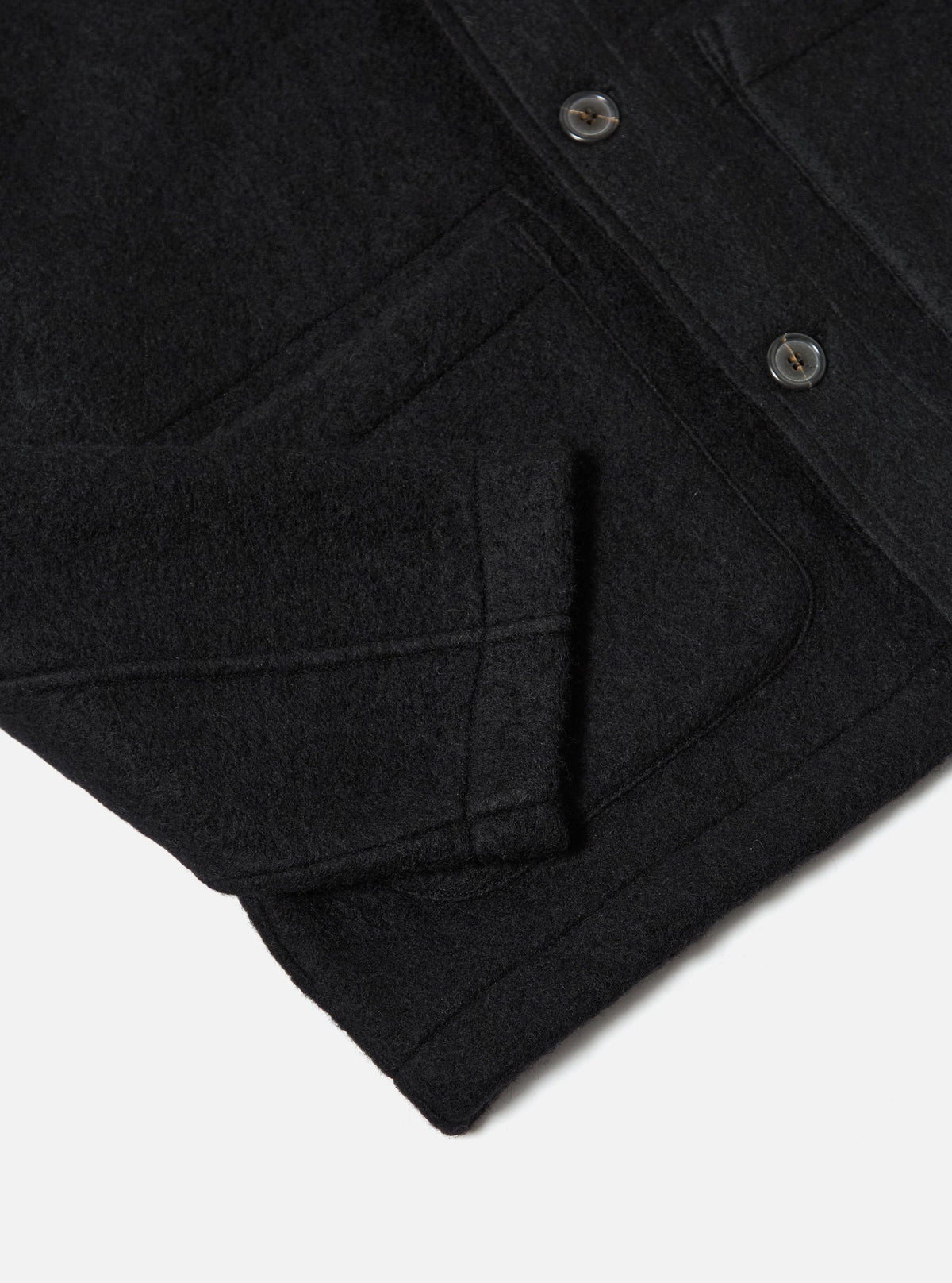 Black Wool Fleece Field Jacket