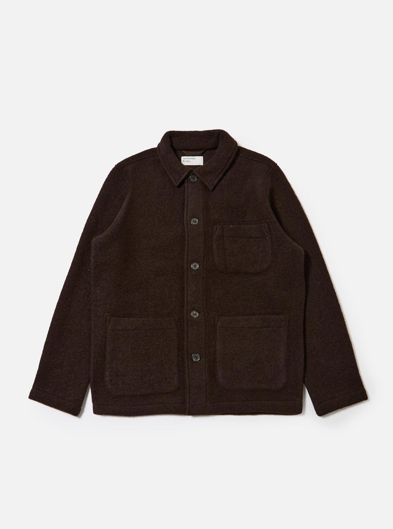 Brown Wool Fleece Field Jacket