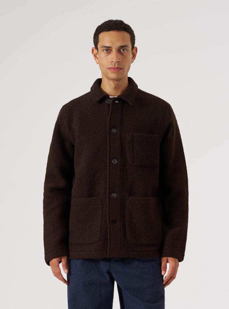 Brown Wool Fleece Field Jacket