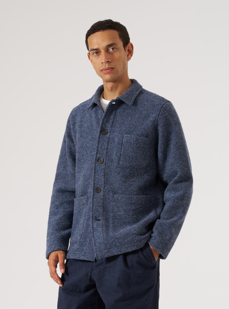 Slate Blue Wool Fleece Field Jacket