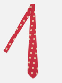 Red Bold Dot Print Rayon Tie