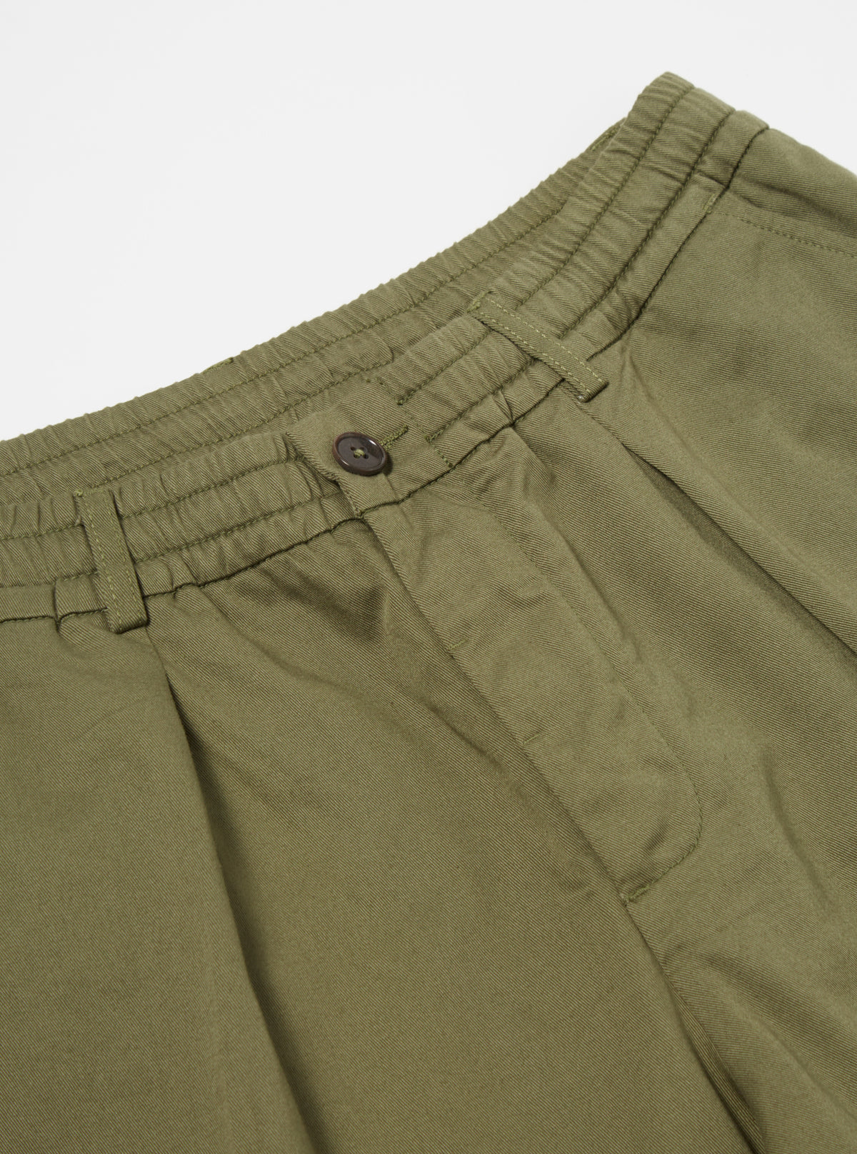 Light Olive Twill Twill Pleated Track Short