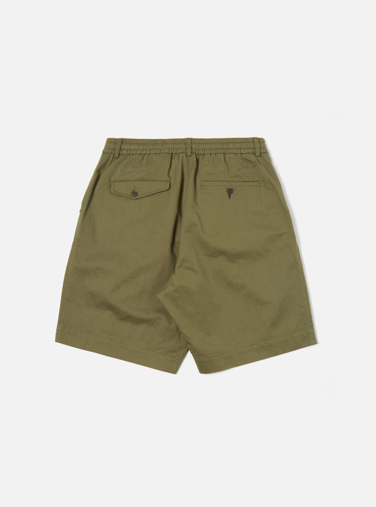 Light Olive Twill Twill Pleated Track Short