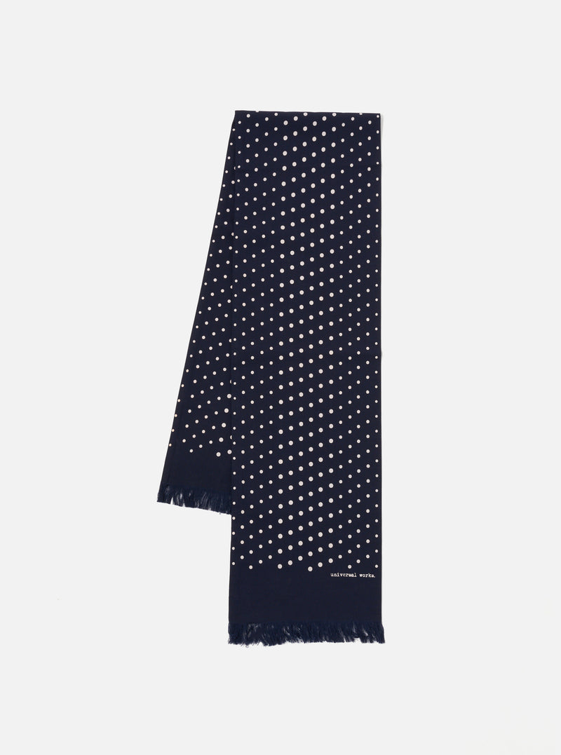 Navy Dot Print Short Scarf
