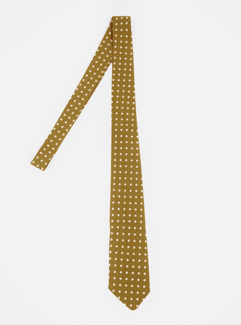 Mustard Dot Print Tie