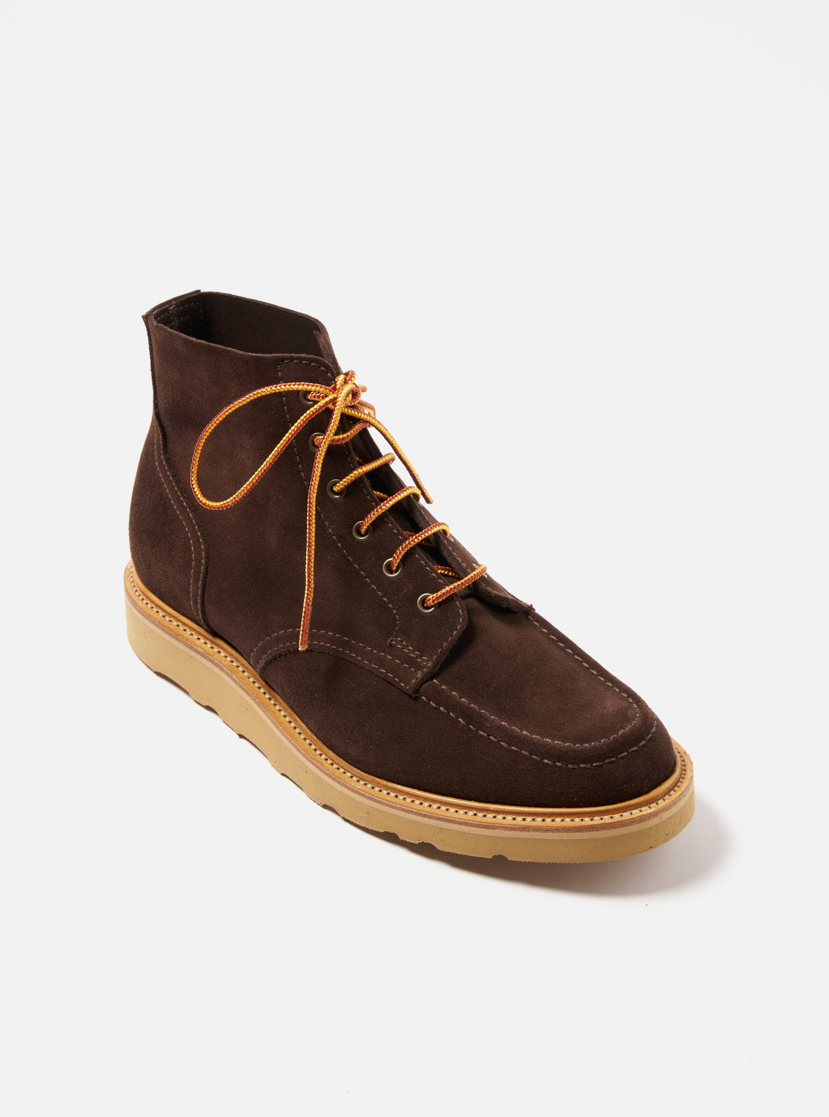 Sanders x Universal Works Mocha Reverse Suede Wilson Derby Boot