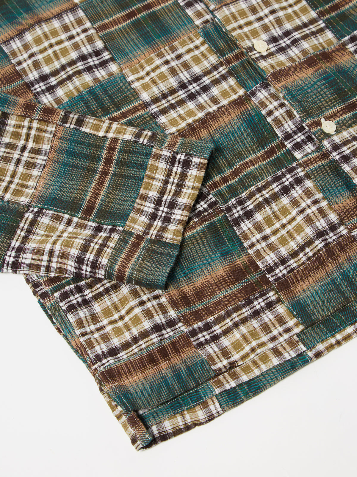 Olive/Brown Patchwork Check Long Pyjama Set