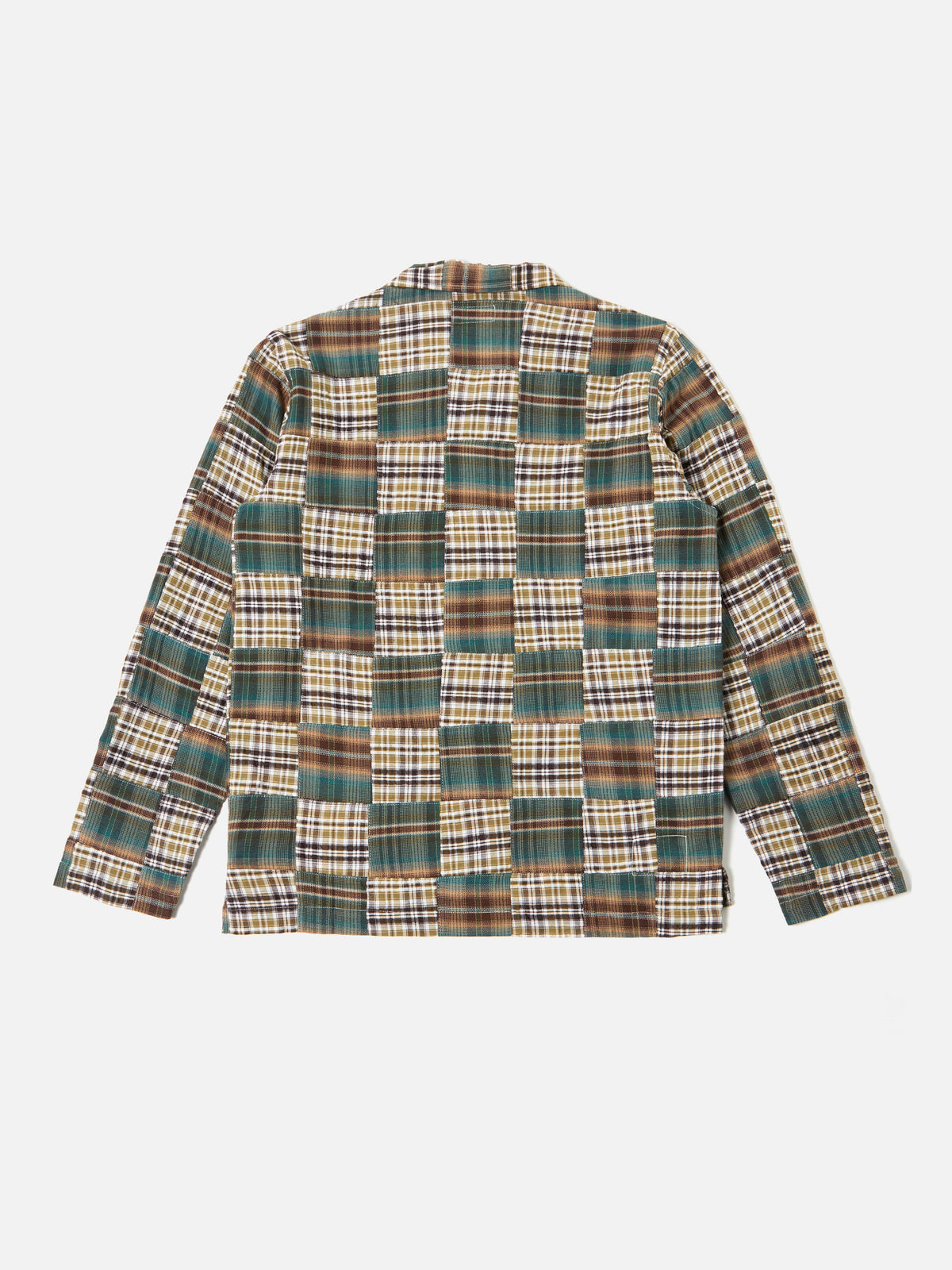Olive/Brown Patchwork Check Long Pyjama Set