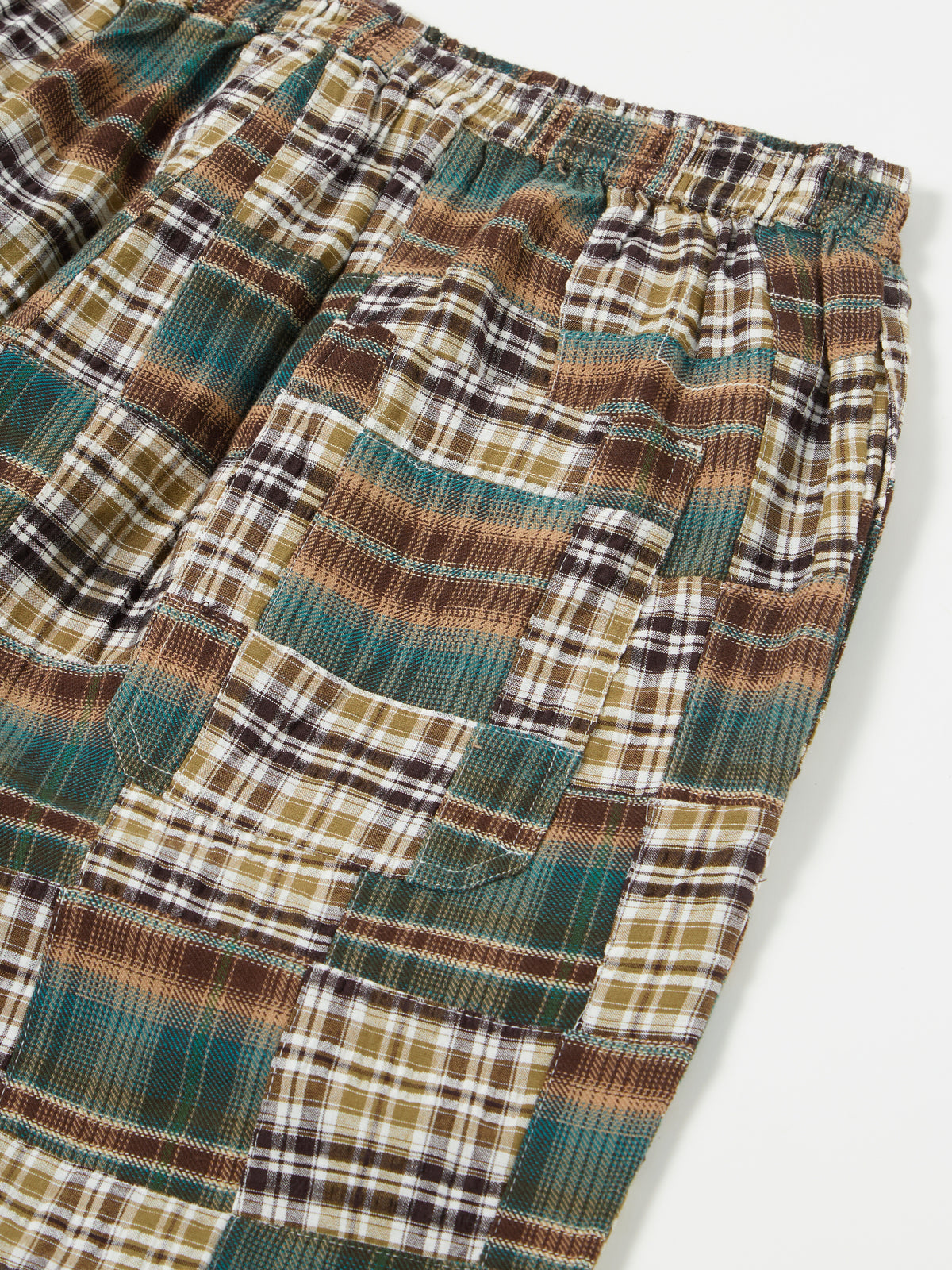 Olive/Brown Patchwork Check Long Pyjama Set