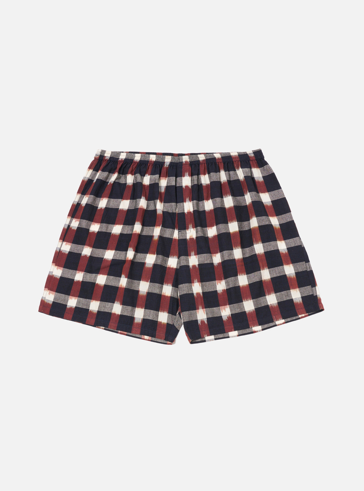 Navy/Brown Check Ikat Boxer Short