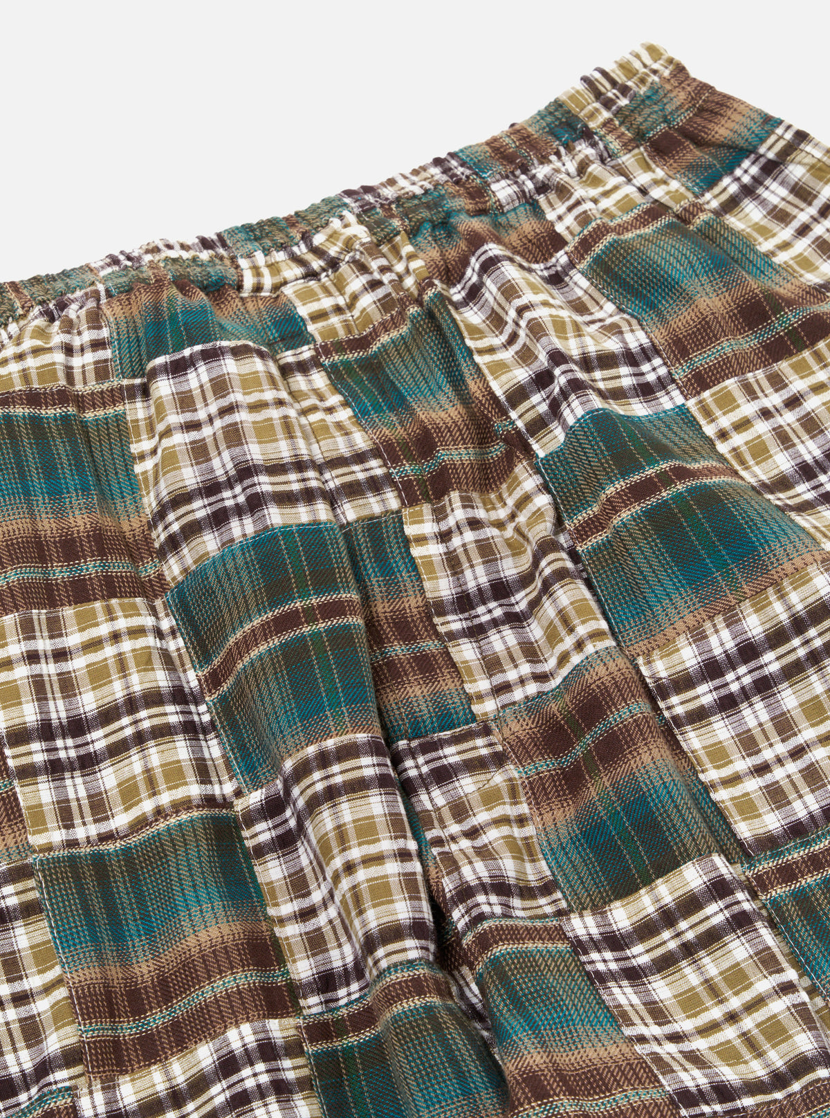 Green/Brown Patchwork Madras Long Pyjama Set