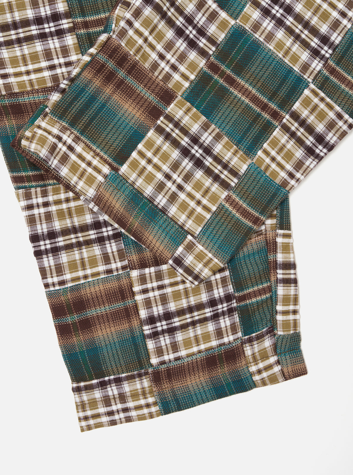 Green/Brown Patchwork Madras Long Pyjama Set