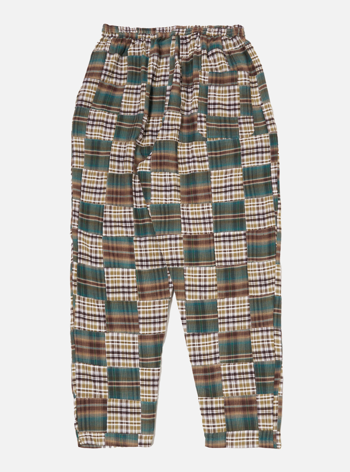 Green/Brown Patchwork Madras Long Pyjama Set