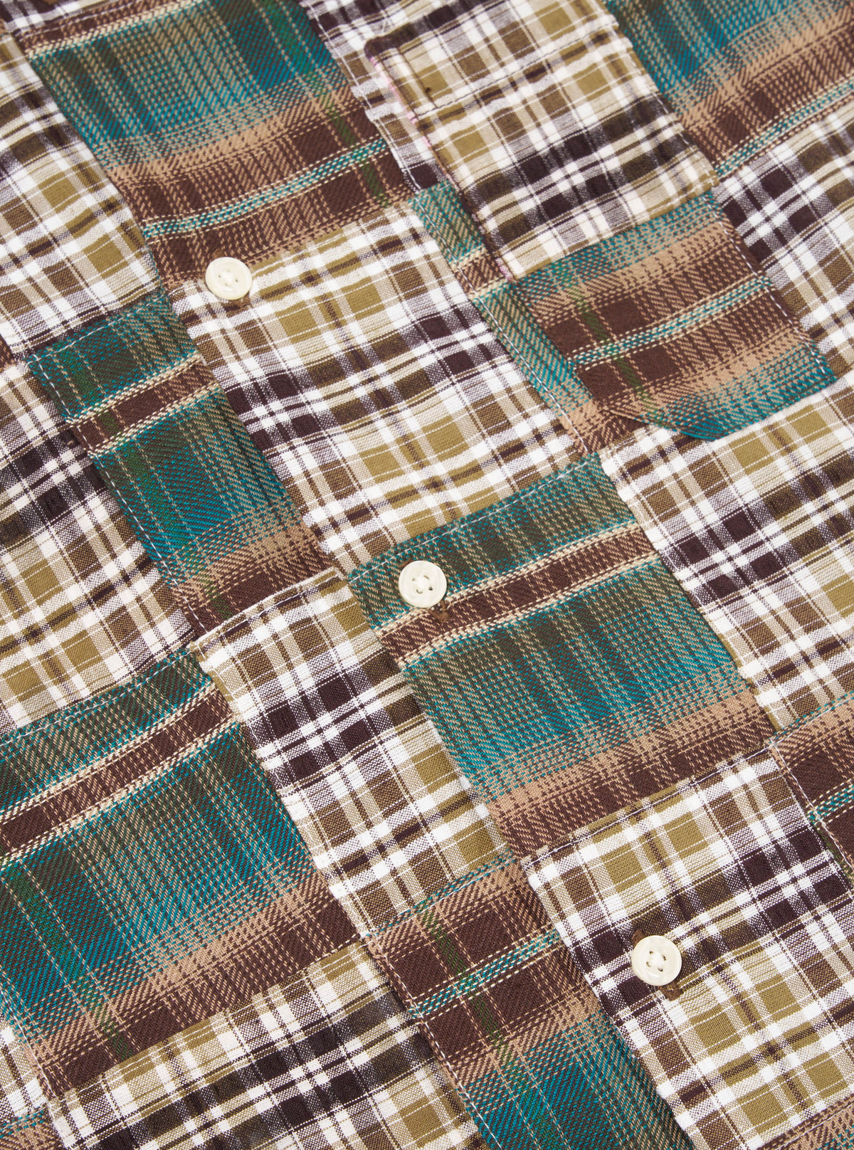 Green/Brown Patchwork Madras Long Pyjama Set