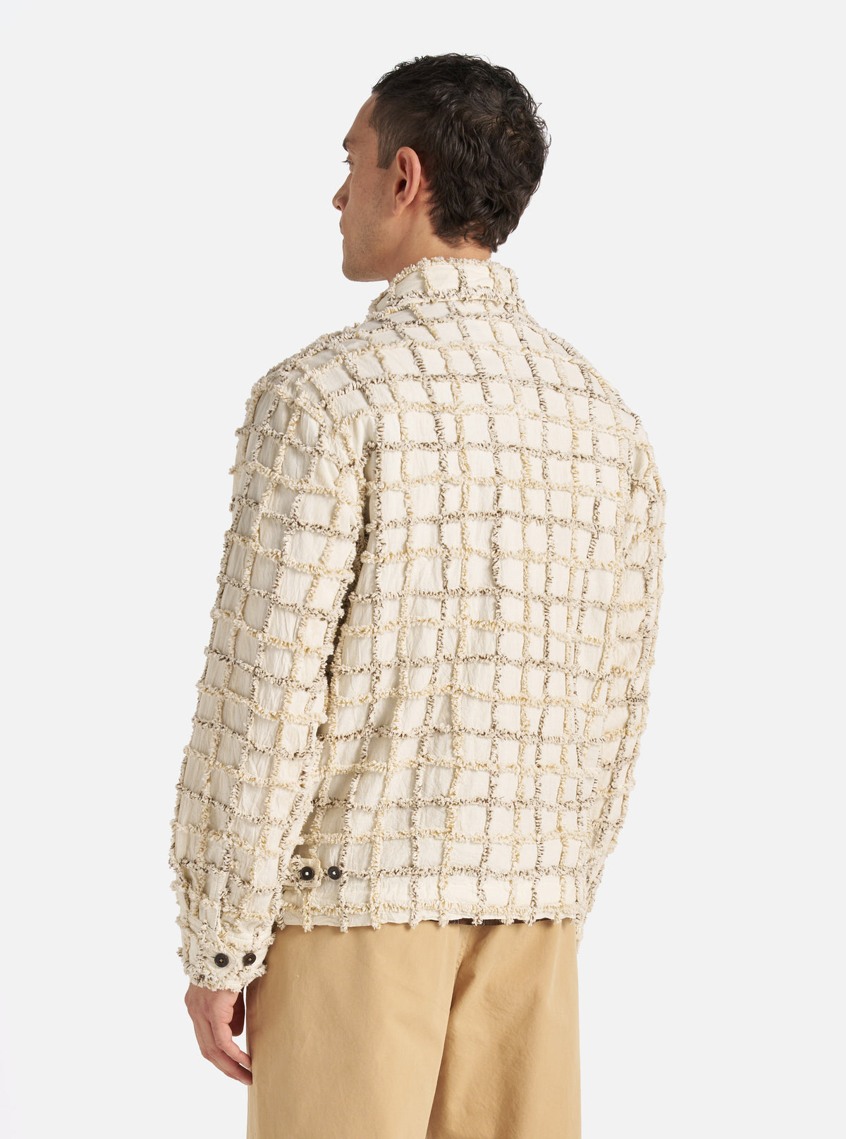 Ecru 3D Check Windcheater Jacket
