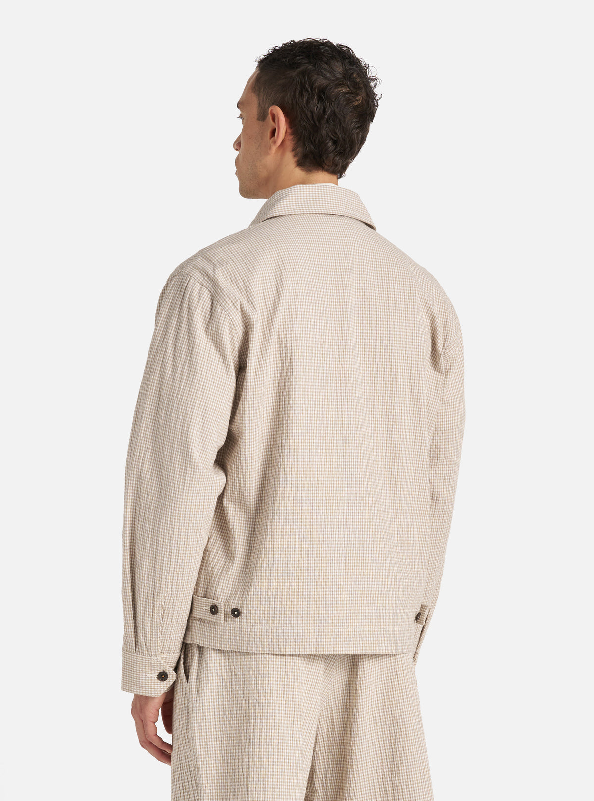 Ecru/Sand Ospina Check Cotton Windcheater Jacket