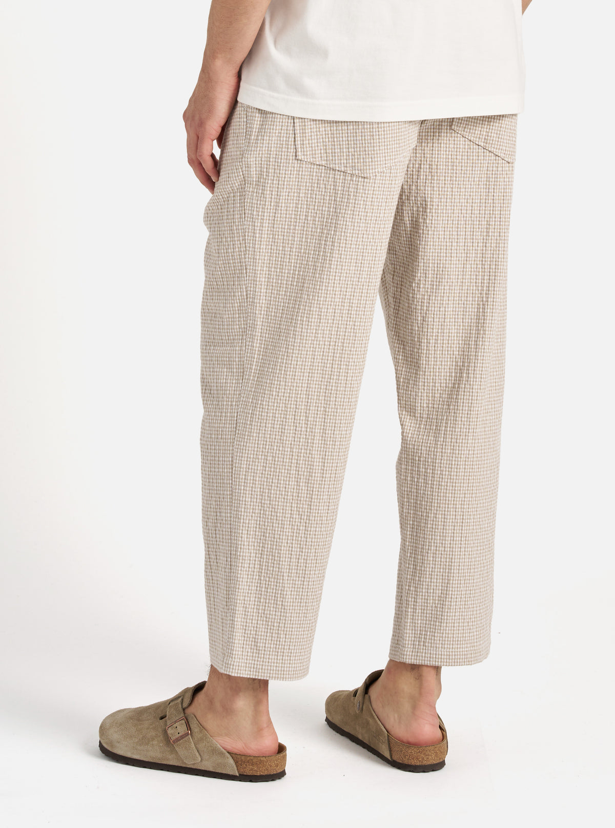 Ecru/Sand Ospina Check Cotton Hi Water Trouser