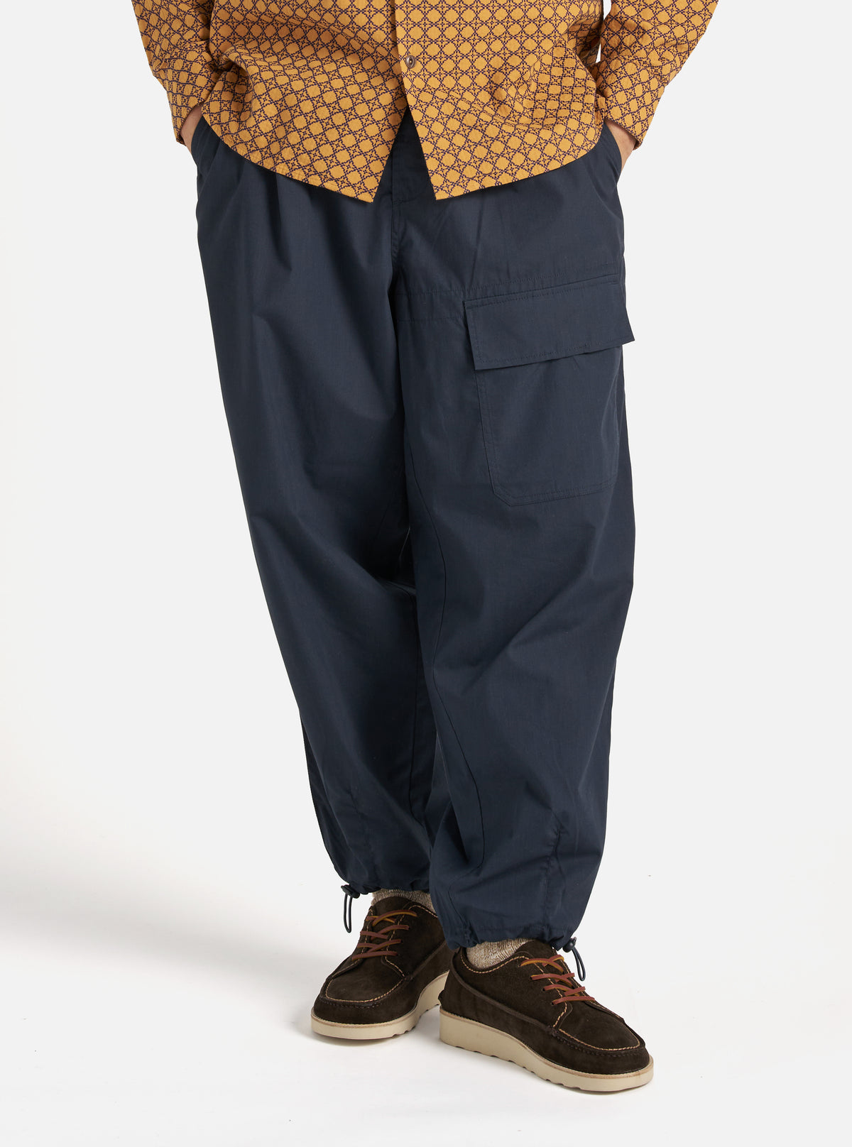 Navy Recycled Polytech Loose Pilot Trouser