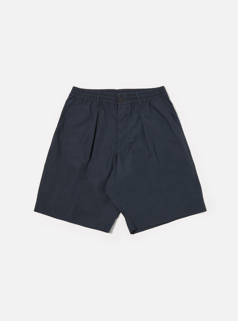 Navy Recycled Polytech Pleated Track Short