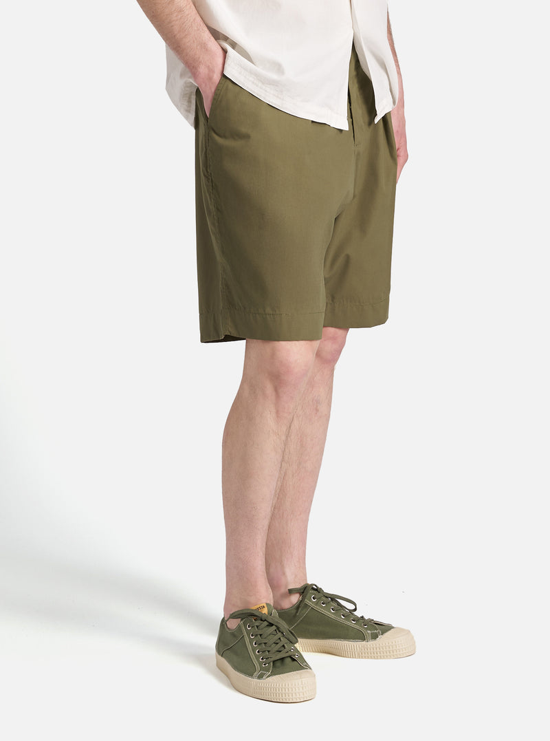Olive Recycled Polytech Pleated Track Short