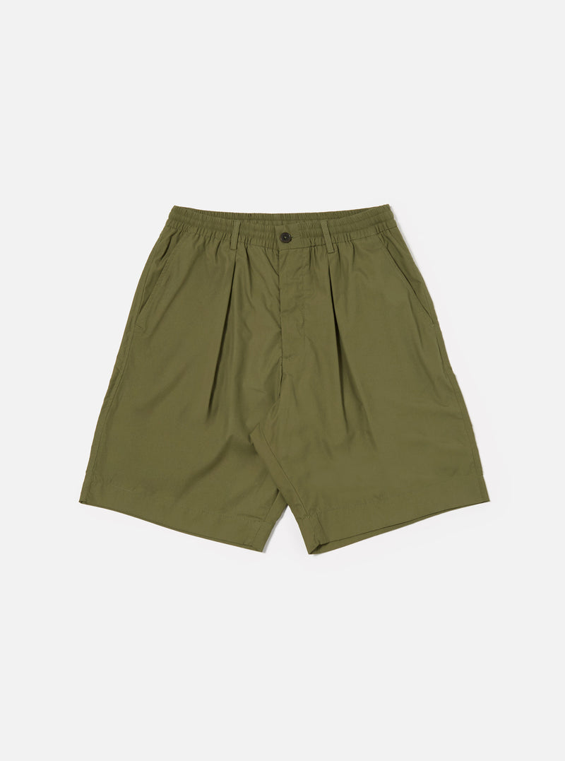 Olive Recycled Polytech Pleated Track Short