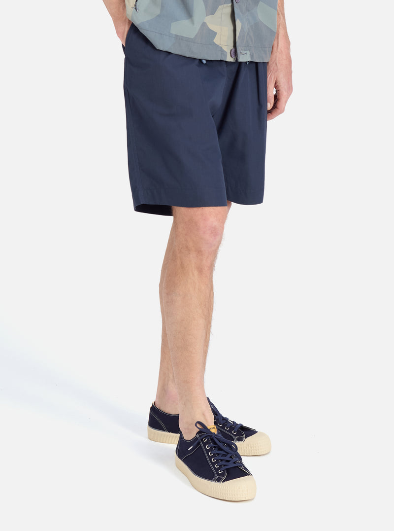 Navy Recycled Polytech Pleated Track Short