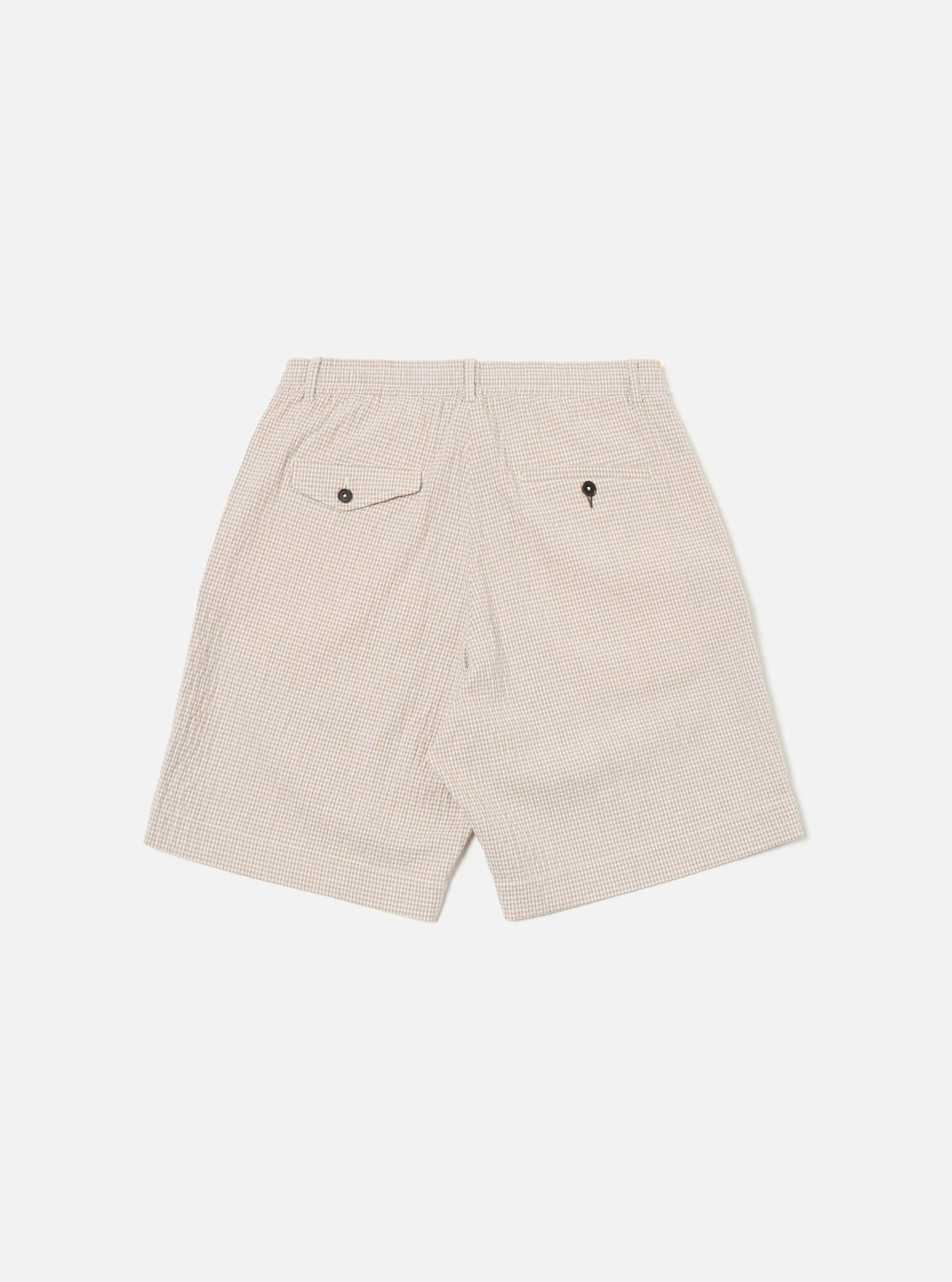 Ecru/Sand Ospina Check Cotton Pleated Track Short