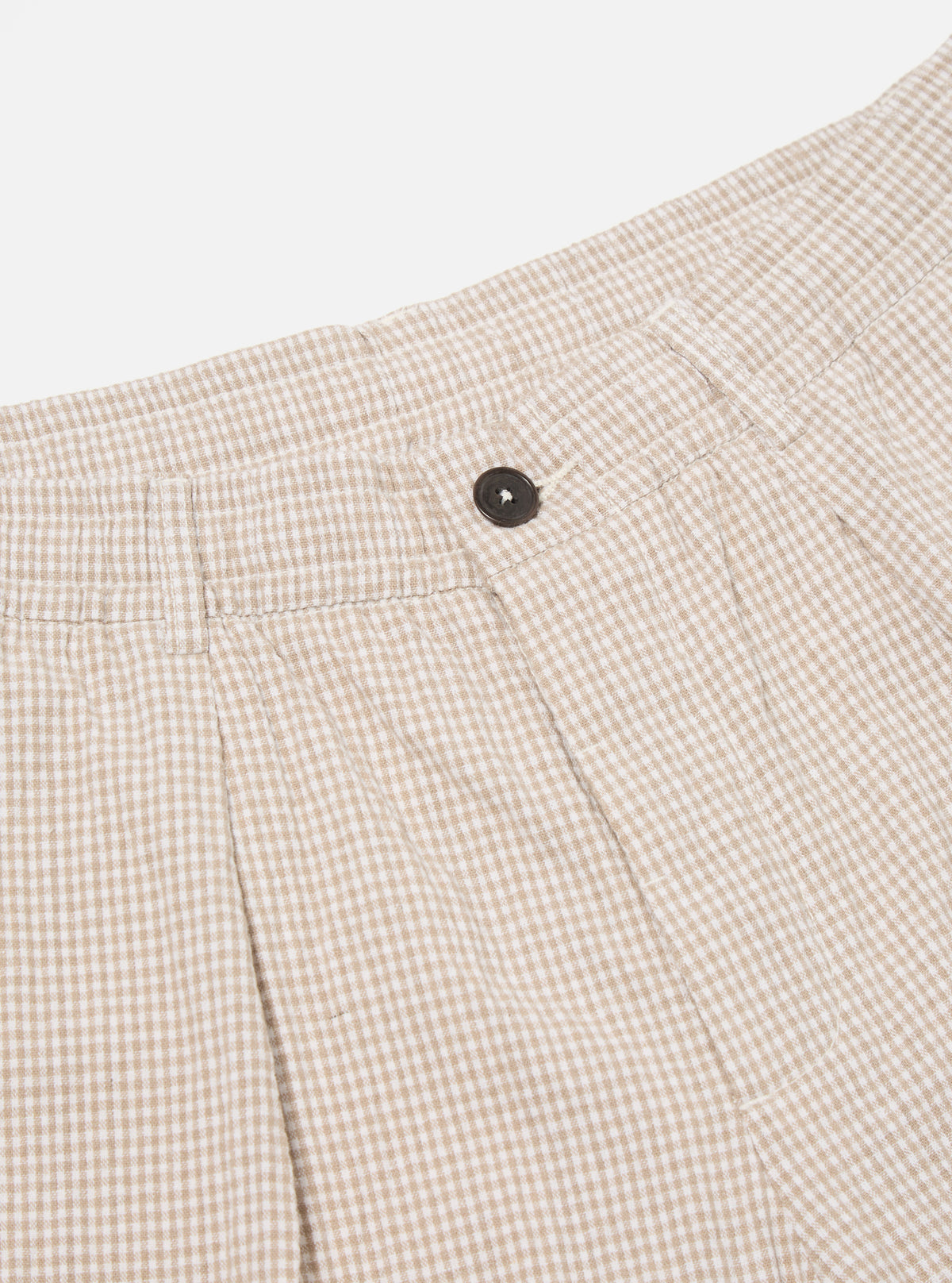 Ecru/Sand Ospina Check Cotton Pleated Track Short