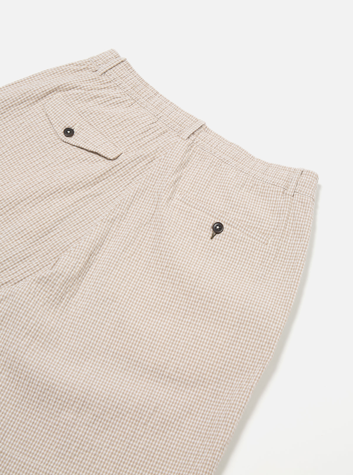 Ecru/Sand Ospina Check Cotton Pleated Track Short