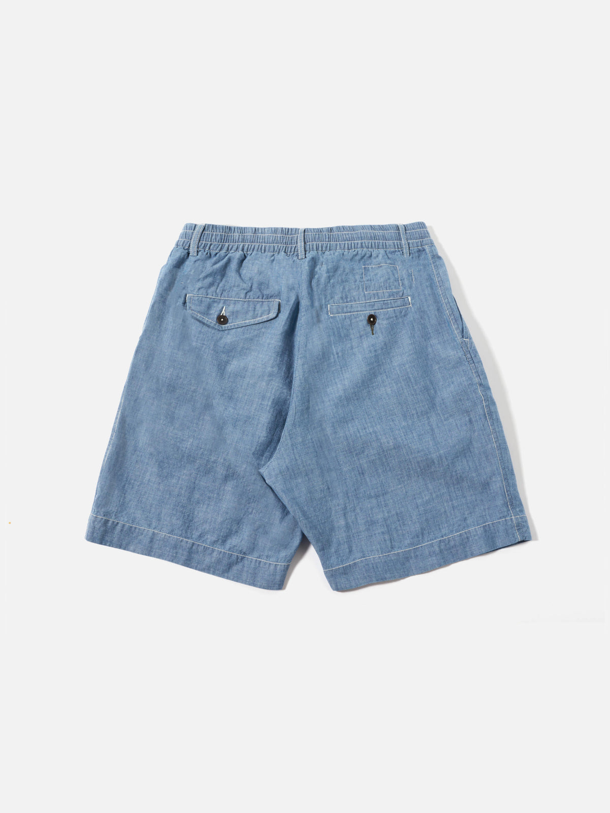 Washed Indigo Chambray Pleated Track Short