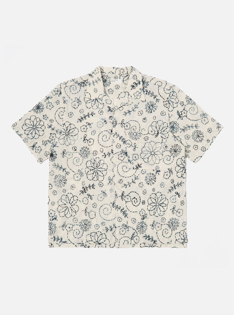 Charcoal Kantha Cotton Camp Shirt