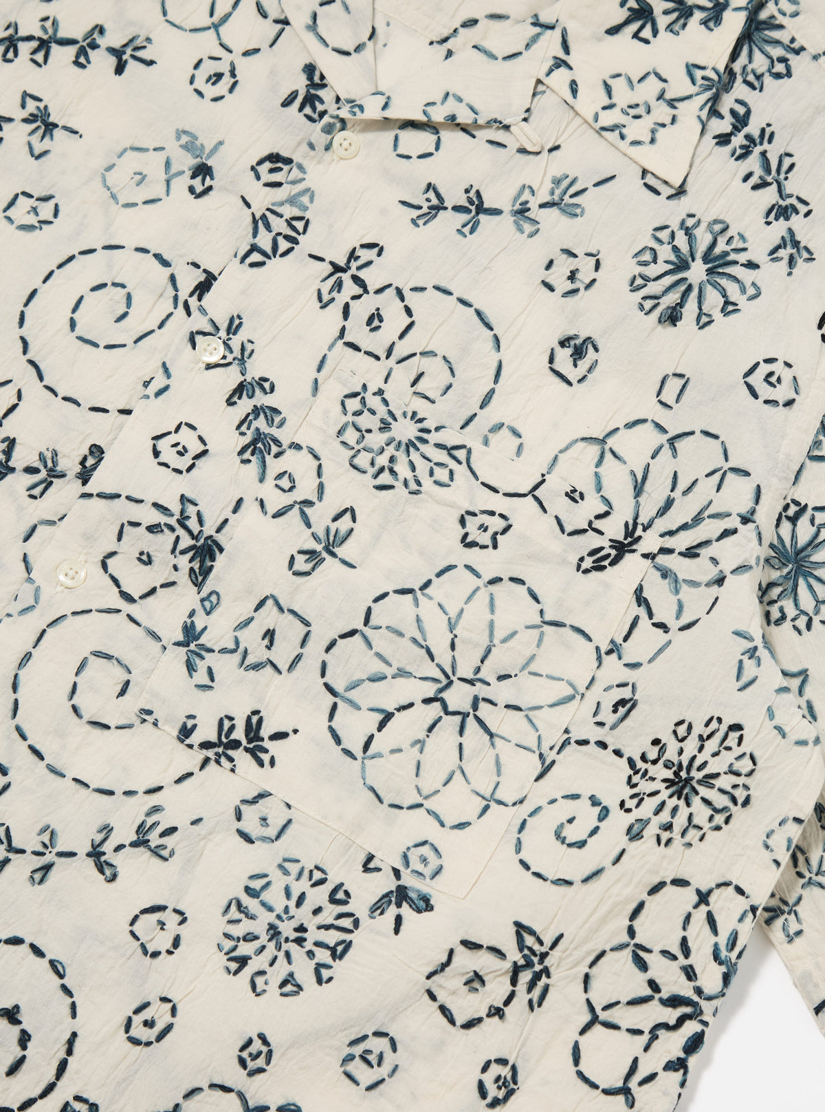 Charcoal Kantha Cotton Camp Shirt