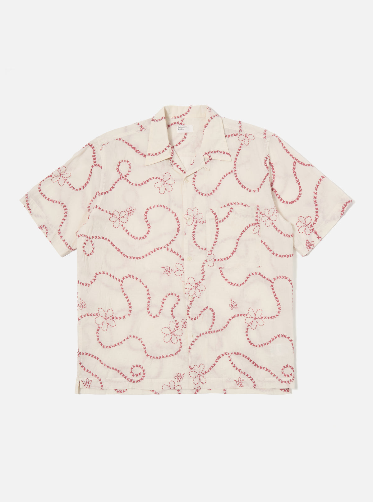Ecru Terracotta Kantha Cotton Camp Shirt