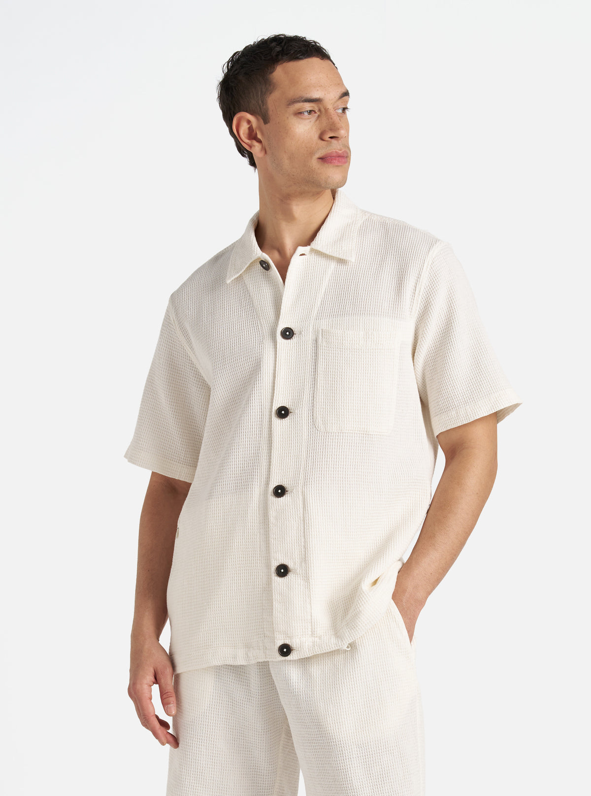 Ecru Japanese Waffle Tech Overshirt