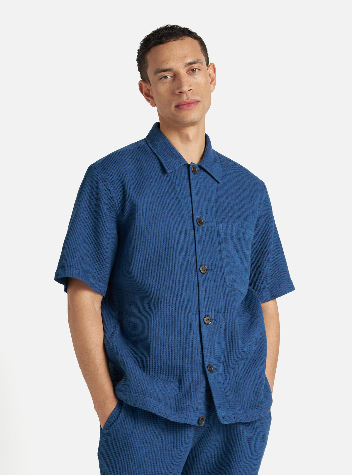 Navy Japanese Waffle Tech Overshirt