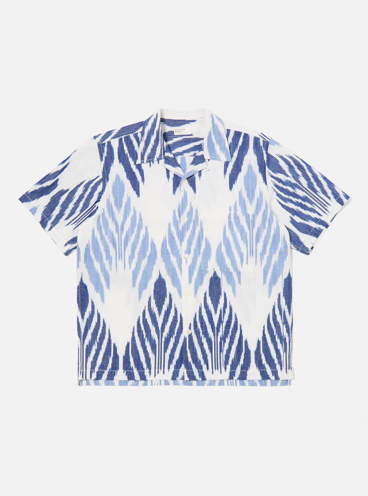 Blue Peacock Ikat Camp Shirt