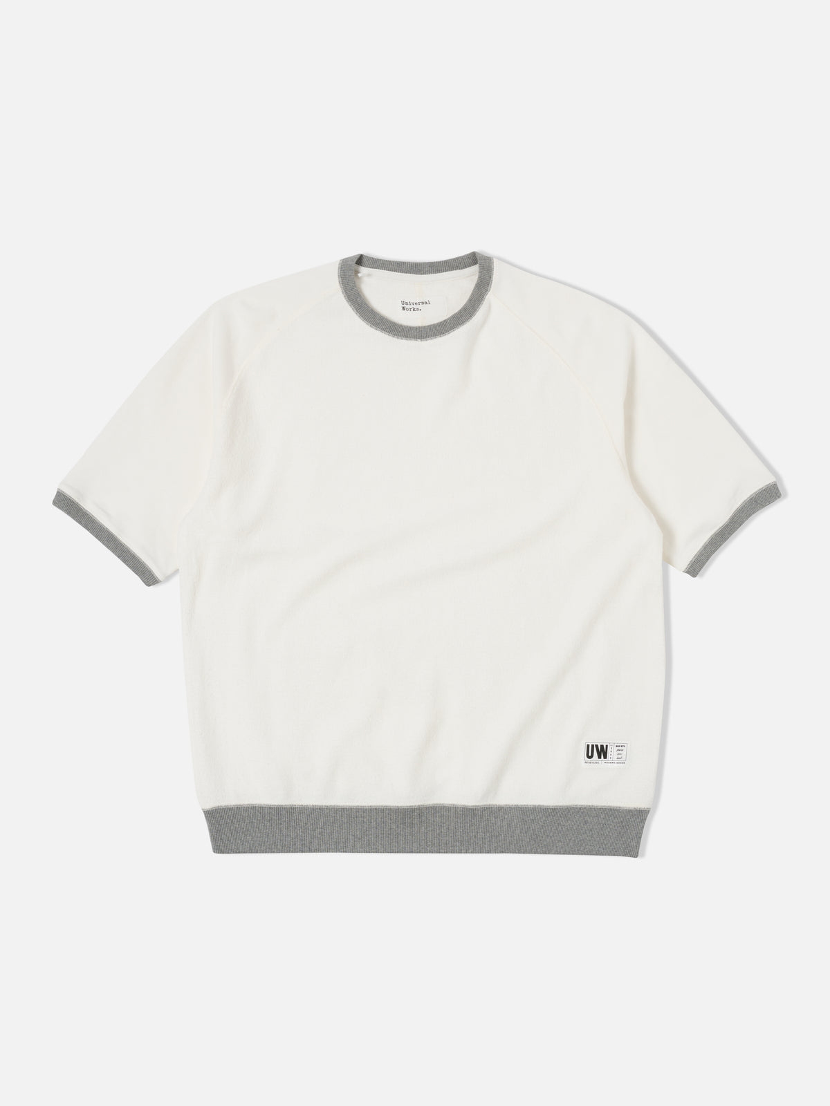 Ecru Brush Back Sweat Short Sleeve Crew