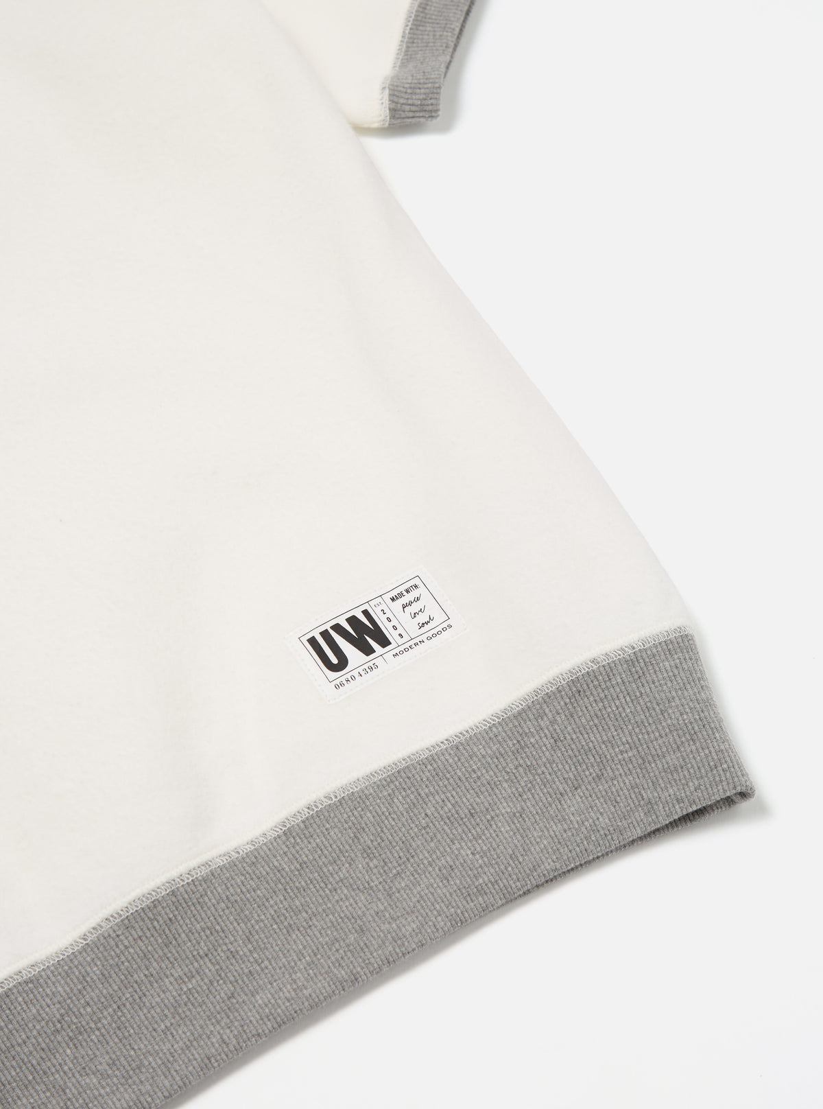 Ecru Brush Back Sweat Short Sleeve Crew
