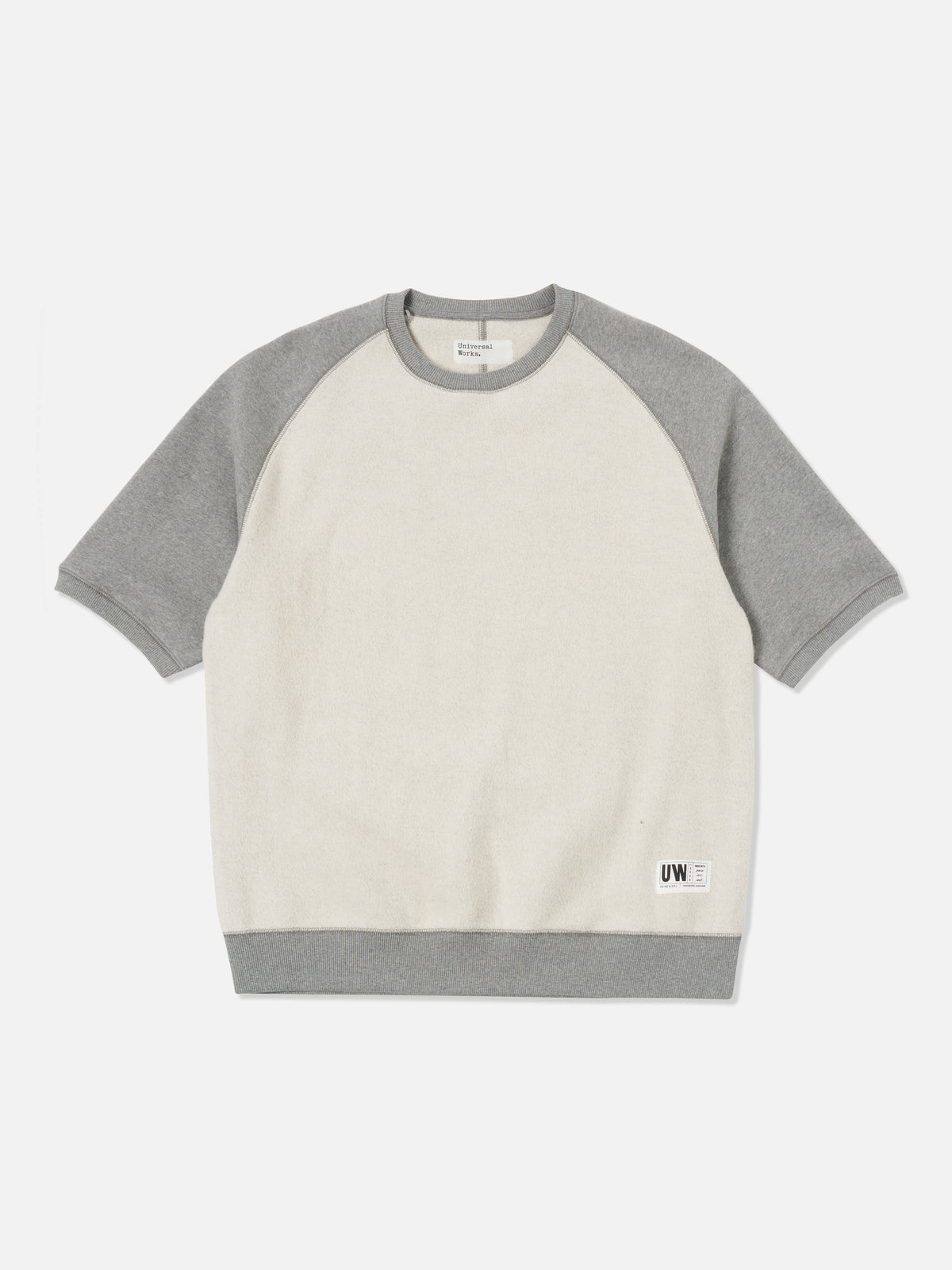 Grey Marl Brush Back Sweat Short Sleeve Crew